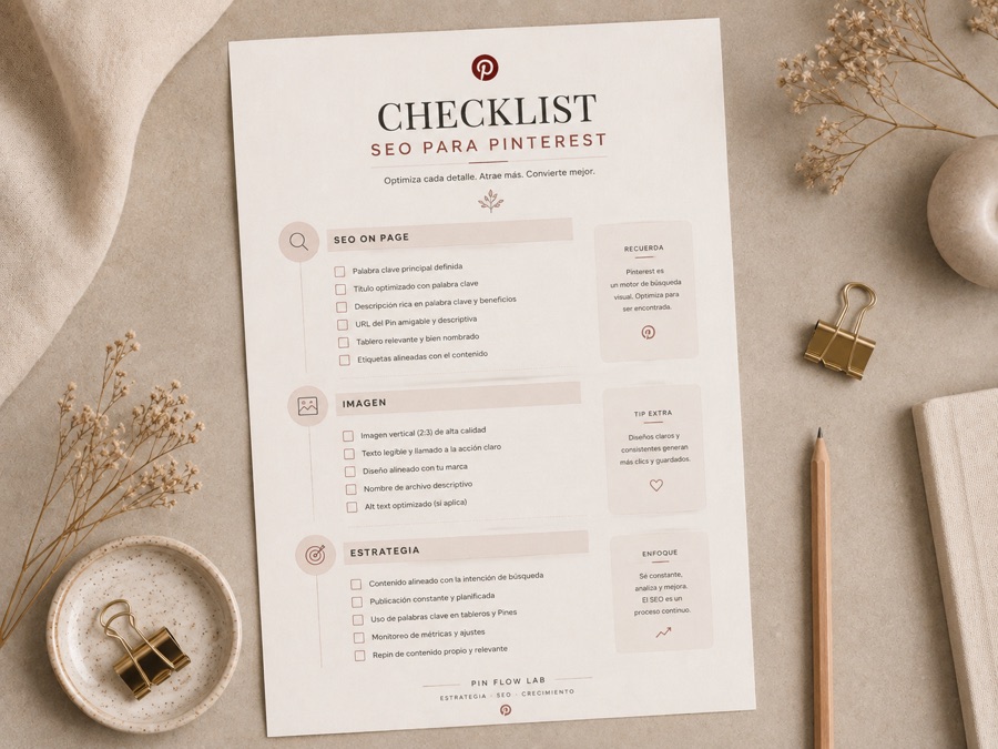 Mockup del Checklist SEO para Pinterest
