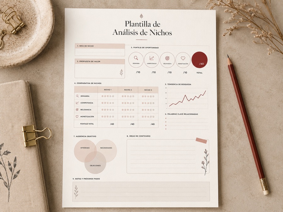 Mockup de la Plantilla de Análisis de Nichos